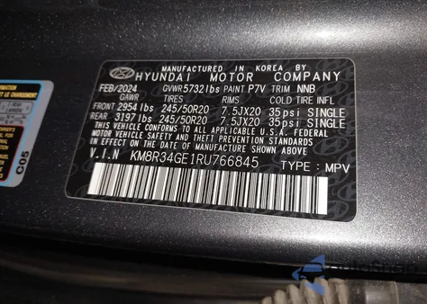 2024 Hyundai Palisade Xrt z USA, uszkodzony, nr VIN KM8R34GE1RU766845